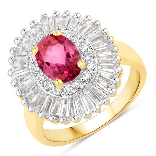 3.75 Carat Genuine Pink Topaz and White Topaz .925 Sterling Silver Ring by Bids.com