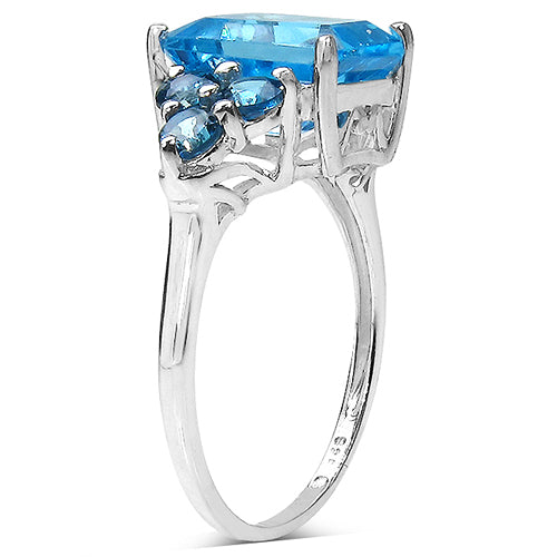 4.72 Carat Genuine Swiss Blue Topaz & London Blue Topaz .925 Sterling Silver Ring by Bids.com