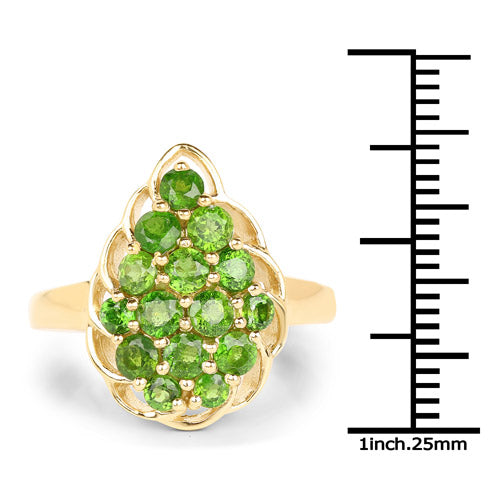 14K Yellow Gold Plated 1.71 Carat Genuine Chrome Diopside .925 Sterling Silver Ring DestGlow