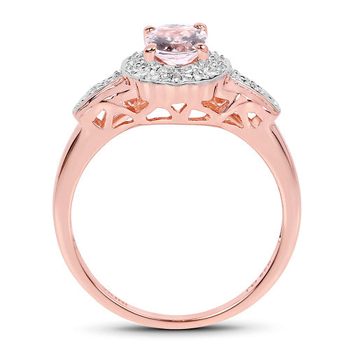 14K Rose Gold Plated 0.73 Carat Genuine Morganite & White Topaz .925 Sterling Silver Ring by Bids.com
