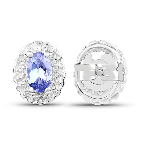 2.46 Carat Genuine Tanzanite and White Topaz .925 Sterling Silver 3 Piece Jewelry Set (Ring, Earrings, and Pendant w/ Chain) by Bids.com