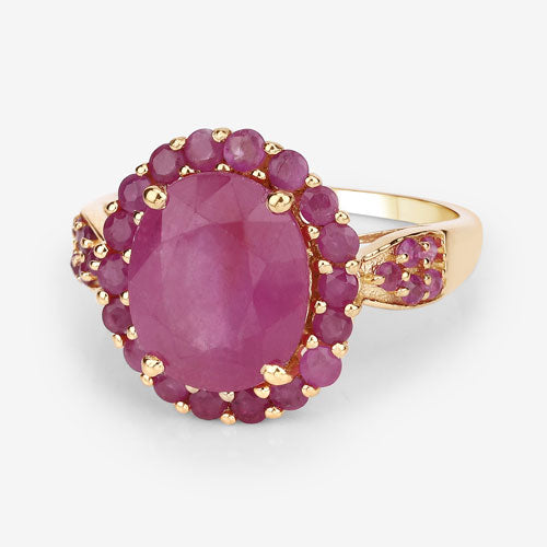 5.09 Carat Glass Filled Ruby and Ruby .925 Sterling Silver Ring DestGlow
