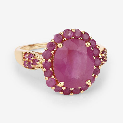 5.09 Carat Glass Filled Ruby and Ruby .925 Sterling Silver Ring DestGlow