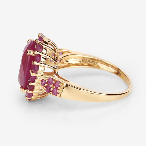 5.09 Carat Glass Filled Ruby and Ruby .925 Sterling Silver Ring DestGlow