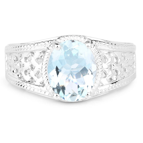 2.25 Carat Genuine Aquamarine .925 Sterling Silver Ring DestGlow