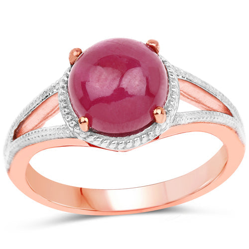 14K Rose Gold Plated 5.05 Carat Glass Filled Ruby .925 Sterling Silver Ring by Bids.com