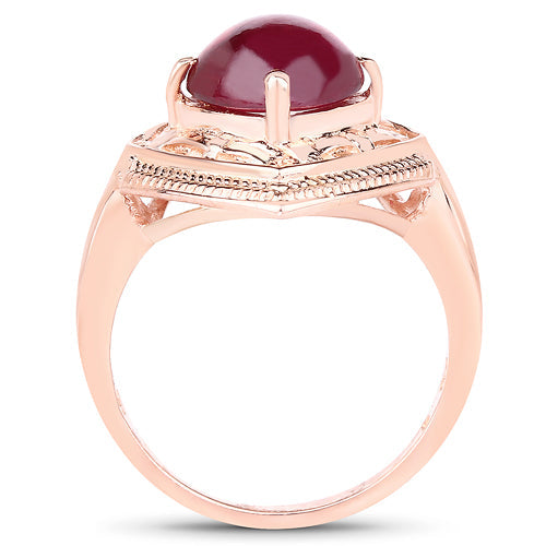 14K Rose Gold Plated 3.15 Carat Genuine Glass Filled Ruby .925 Sterling Silver Ring by Bids.com
