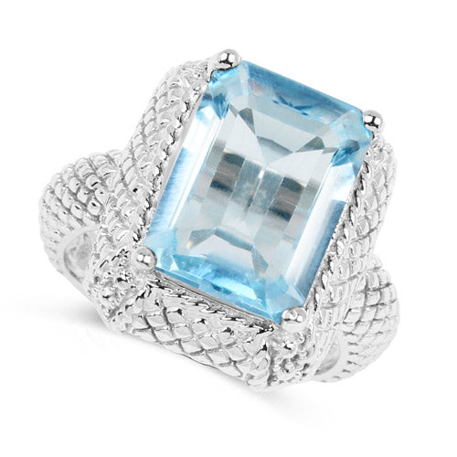 9.25 Carat Genuine Blue Topaz .925 Sterling Silver Ring by Bids.com