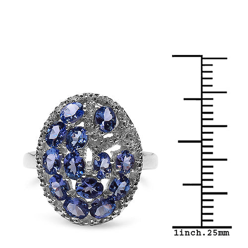 2.29 Carat Genuine Tanzanite & White Topaz .925 Sterling Silver Ring by Bids.com