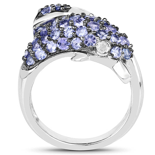 1.45 Carat Genuine Tanzanite and White Diamond .925 Sterling Silver Ring by Bids.com