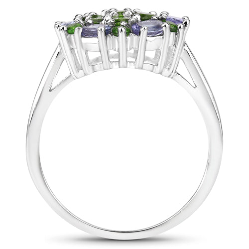 2.03 Carat Genuine Tanzanite and Chrome Diopside .925 Sterling Silver Ring by Bids.com