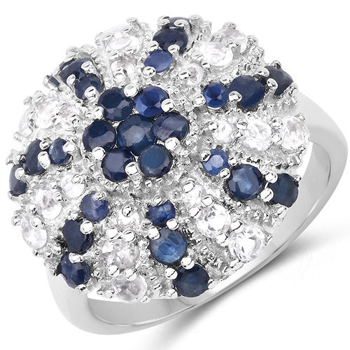 1.78 Carat Genuine Blue Sapphire & White Topaz .925 Sterling Silver Ring by Bids.com