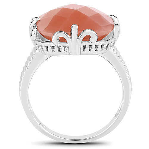 12.75 Carat Genuine Peach Moonstone .925 Sterling Silver Ring by Bids.com