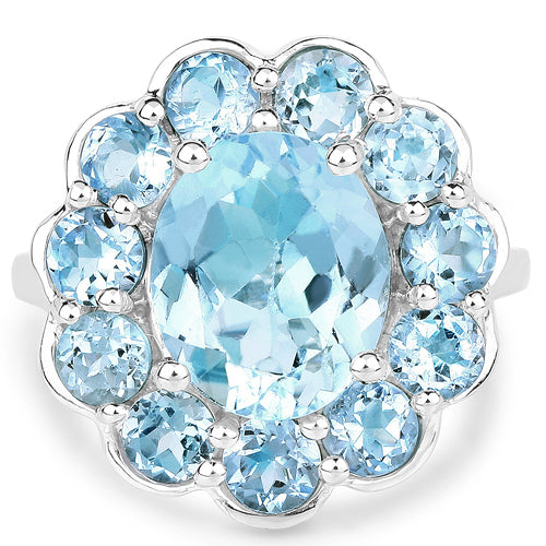 8.67 Carat Genuine Blue Topaz .925 Sterling Silver Ring by Bids.com