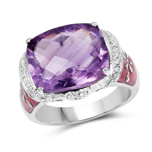 8.86 Carat Genuine Amethyst & White Topaz .925 Sterling Silver Ring by Bids.com