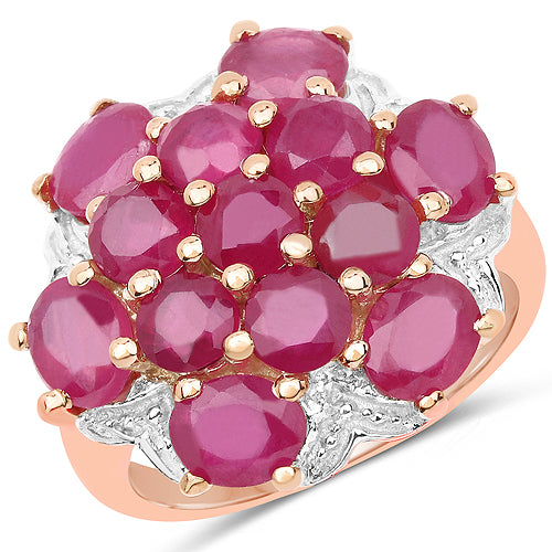 14K Rose Gold Plated 4.52 Carat Genuine Glass Filled Ruby .925 Sterling Silver Ring by Bids.com