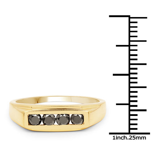 14K Yellow Gold Plated 0.48 Carat Genuine Black Diamond .925 Sterling Silver Ring by Bids.com