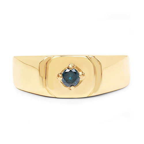 14K Yellow Gold Plated 0.20 Carat Genuine Blue Diamond .925 Sterling Silver Ring by Bids.com