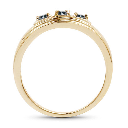 14K Yellow Gold Plated 0.33 Carat Genuine Blue Diamond .925 Sterling Silver Ring by Bids.com
