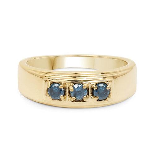 14K Yellow Gold Plated 0.33 Carat Genuine Blue Diamond .925 Sterling Silver Ring by Bids.com