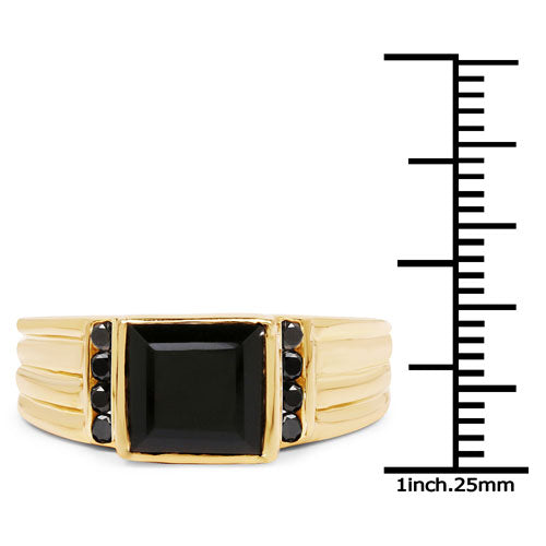 2.16 Carat Genuine Black Onyx and Black Diamond .925 Sterling Silver Ring by Bids.com