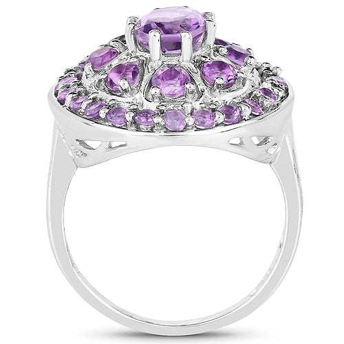2.67 Carat Genuine Amethyst .925 Sterling Silver Ring