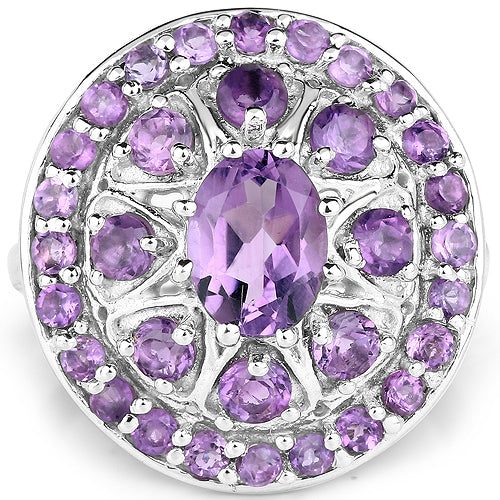 2.67 Carat Genuine Amethyst .925 Sterling Silver Ring by Bids.com