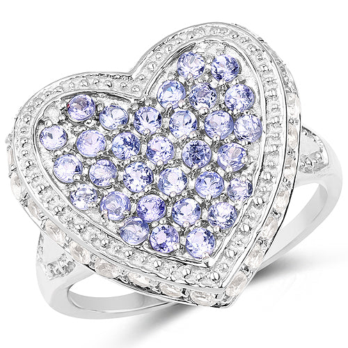 1.81 Carat Genuine Tanzanite and White Topaz .925 Sterling Silver Ring by Bids.com