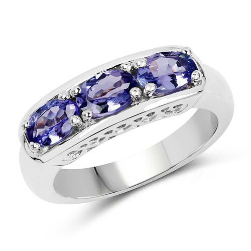 1.32 Carat Genuine Tanzanite .925 Sterling Silver Ring DestGlow