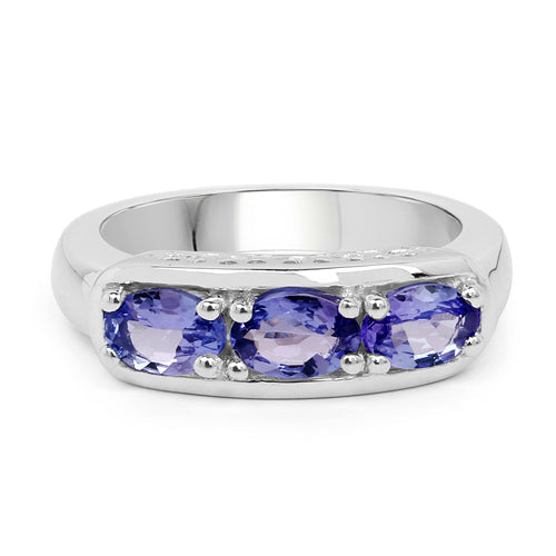 1.32 Carat Genuine Tanzanite .925 Sterling Silver Ring DestGlow
