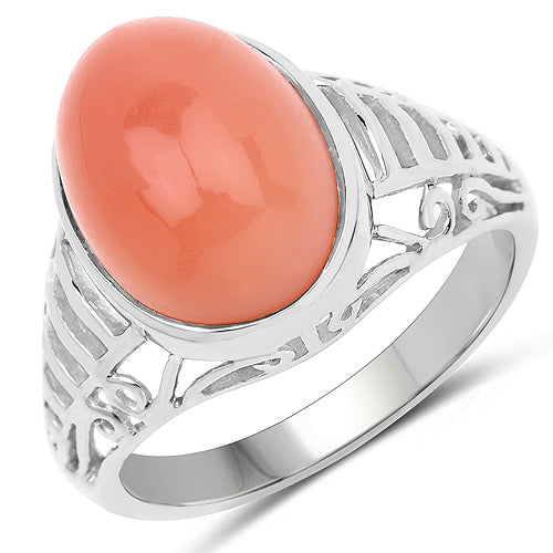 6.00 Carat Genuine Peach Moonstone .925 Sterling Silver Ring by Bids.com
