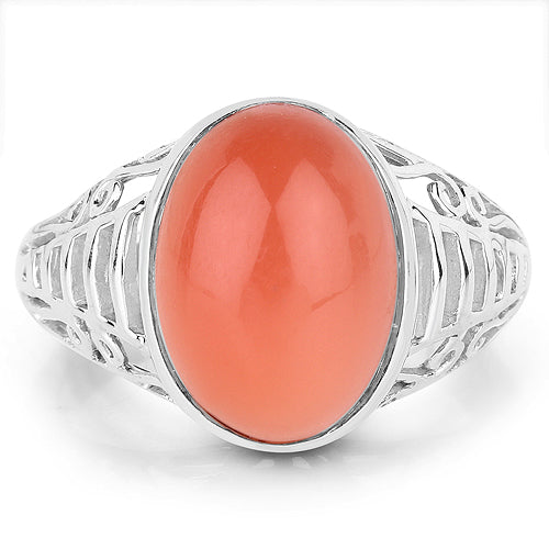 6.00 Carat Genuine Peach Moonstone .925 Sterling Silver Ring by Bids.com