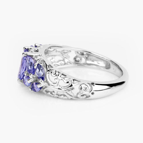1.63 Carat Genuine Tanzanite .925 Sterling Silver Ring by Bids.com