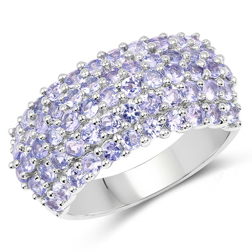2.07 Carat Genuine Tanzanite .925 Sterling Silver Ring DestGlow