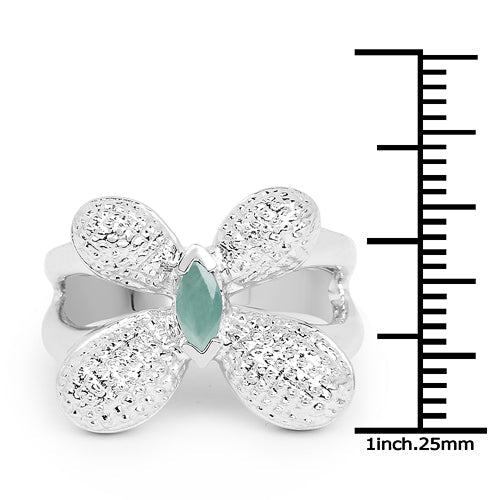 0.21 Carat Genuine Emerald .925 Sterling Silver Ring DestGlow