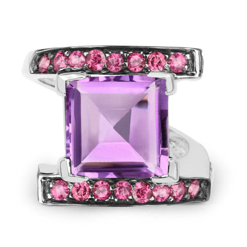 6.90 Carat Genuine Amethyst and Rhodolite .925 Sterling Silver Ring by Bids.com