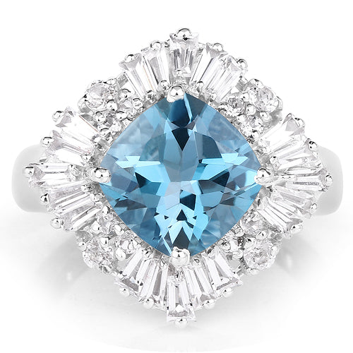 5.19 Carat Genuine London Blue Topaz & White Topaz .925 Sterling Silver Ring by Bids.com
