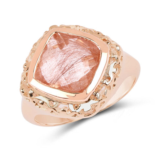 14K Rose Gold Plated 3.25 Carat Genuine Pink Rutile .925 Sterling Silver Ring by Bids.com