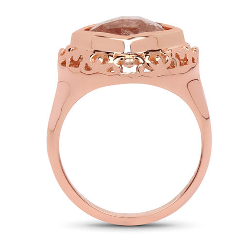 14K Rose Gold Plated 3.25 Carat Genuine Pink Rutile .925 Sterling Silver Ring by Bids.com
