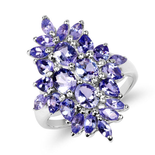 3.40 Carat Genuine Tanzanite .925 Sterling Silver Ring DestGlow