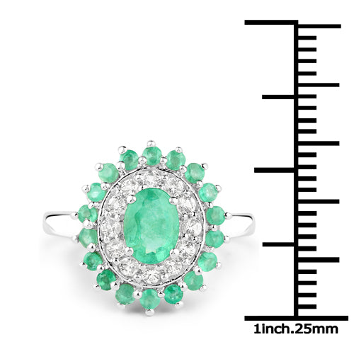 6.53 Carat Genuine Zambian Emerald and White Topaz .925 Sterling Silver 3 Piece Jewelry Set (Ring, Earrings, and Pendant w/ Chain) by Bids.com