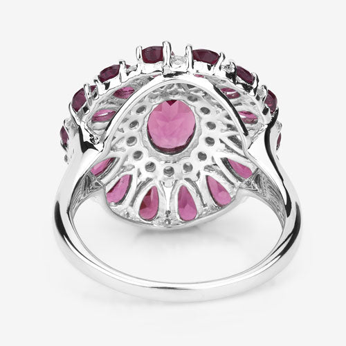 6.19 Carat Genuine Rhodolite and White Topaz .925 Sterling Silver Ring by Bids.com