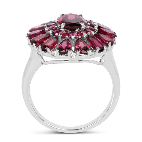 6.19 Carat Genuine Rhodolite and White Topaz .925 Sterling Silver Ring by Bids.com