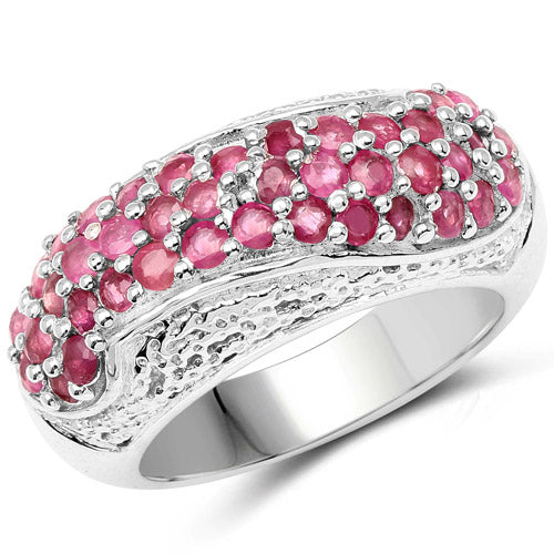 1.81 Carat Genuine Ruby and White Zircon .925 Sterling Silver Ring by Bids.com