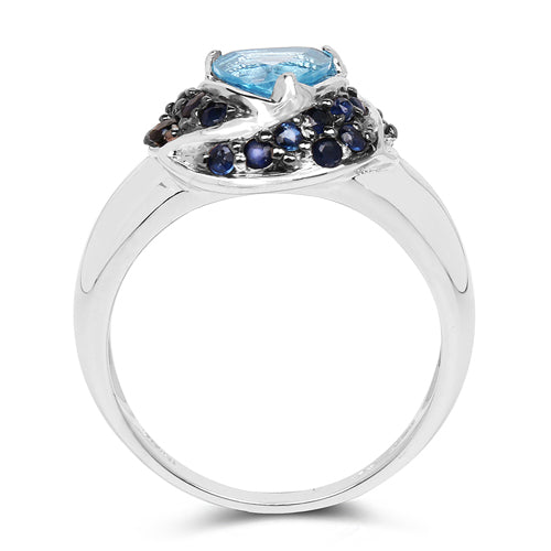 1.61 Carat Genuine Swiss Blue Topaz & Blue Sapphire .925 Sterling Silver Ring by Bids.com