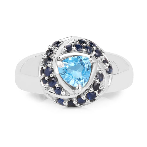 1.61 Carat Genuine Swiss Blue Topaz & Blue Sapphire .925 Sterling Silver Ring by Bids.com