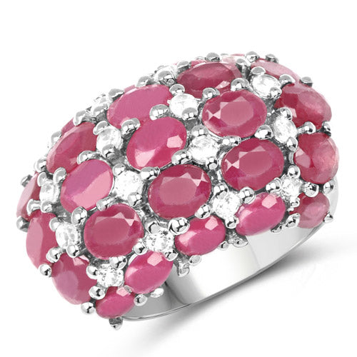 8.54 Carat Glass Filled Ruby and White Topaz .925 Sterling Silver Ring by Bids.com