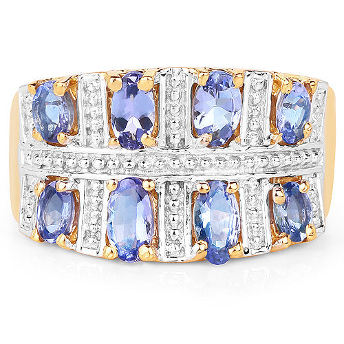 14K Yellow Gold Plated 1.68 Carat Genuine Tanzanite .925 Sterling Silver Ring by Bids.com