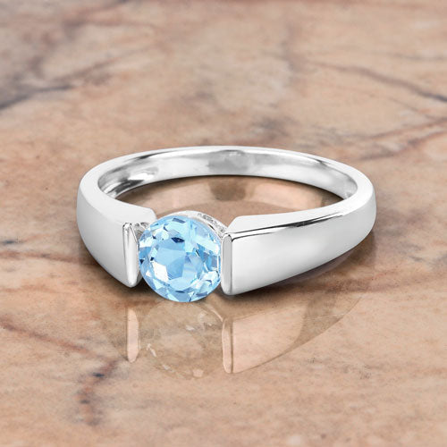 1.05 Carat Genuine Blue Topaz .925 Sterling Silver Ring DestGlow
