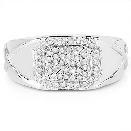 14K White Gold Plated 0.24 Carat Genuine White Diamond .925 Sterling Silver Ring by Bids.com